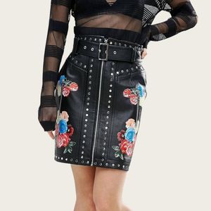 ASOS Genuine Leather Mini Skirt with Paint and Stud Detail Women’s Size 4